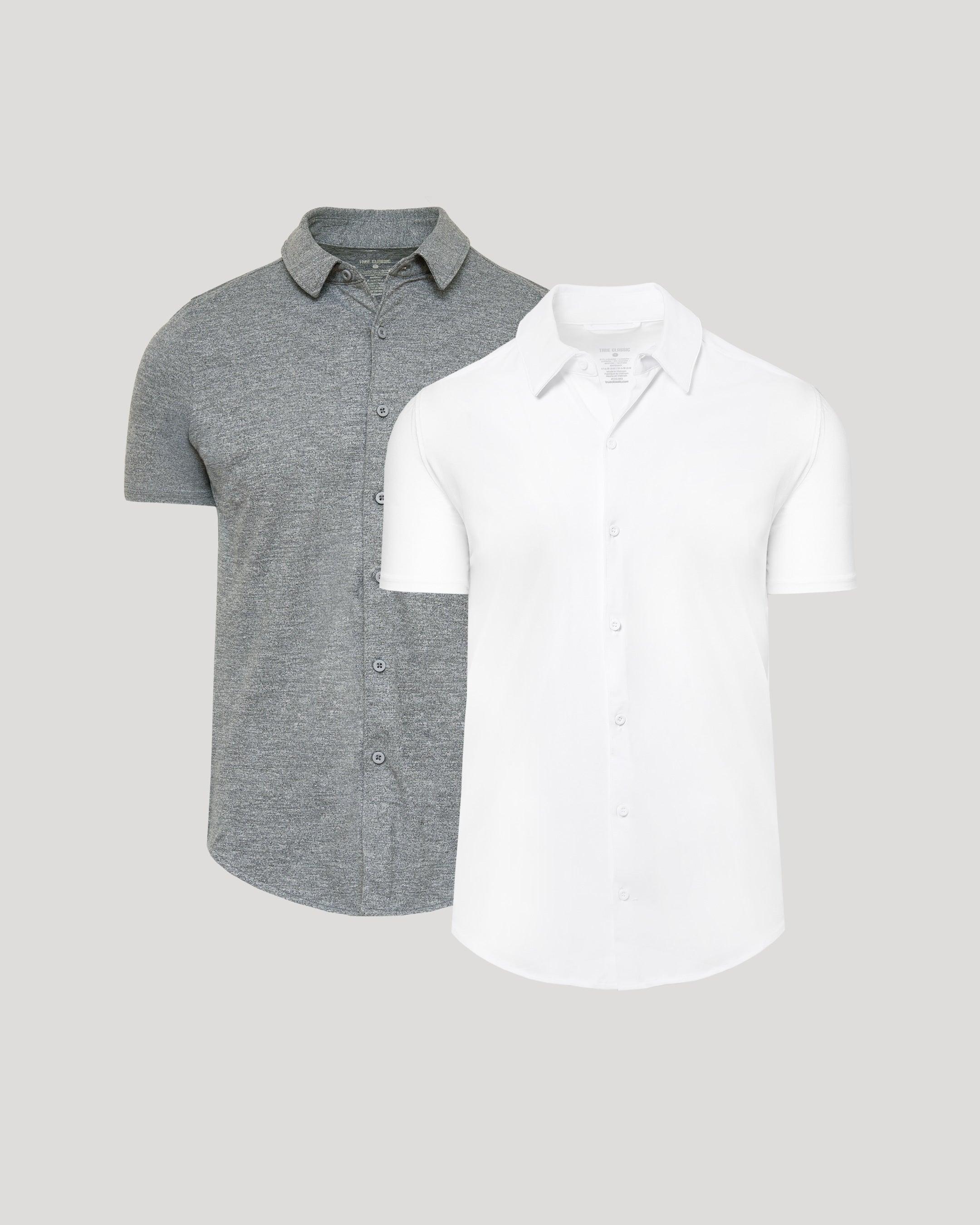 True Classic White & Heather Gray Short Sleeve Comfort Knit