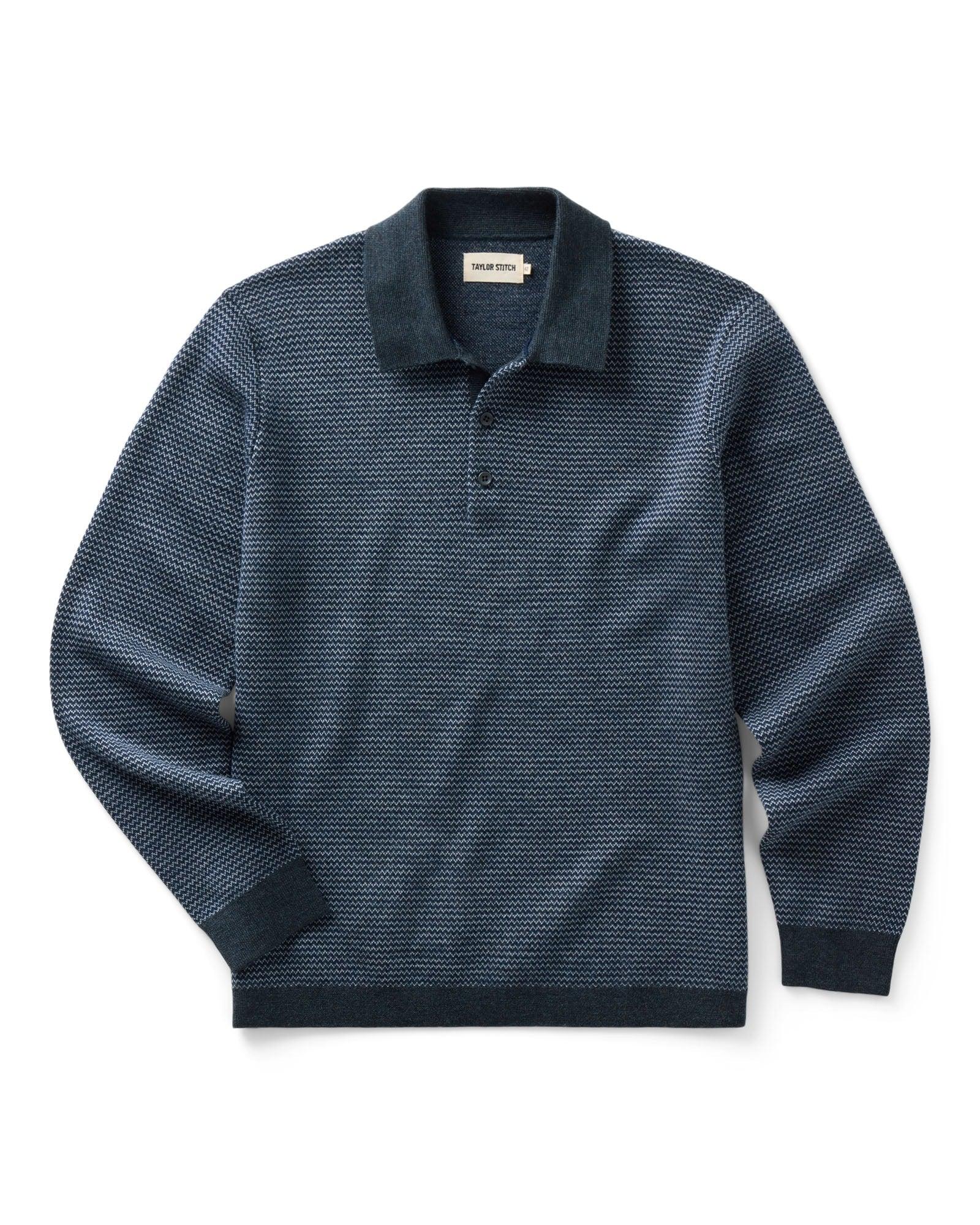 Taylor Stitch The Newton Sweater Polo in Navy Birdseye Merin