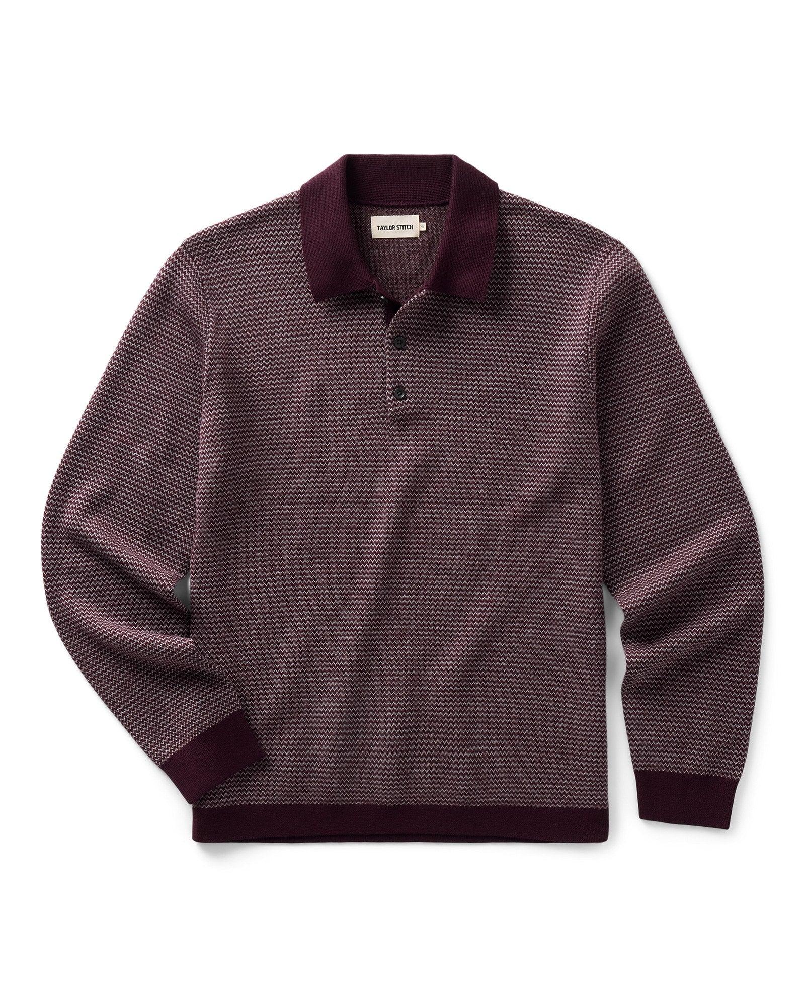 Taylor Stitch The Newton Sweater Polo in Burgundy Birdseye M