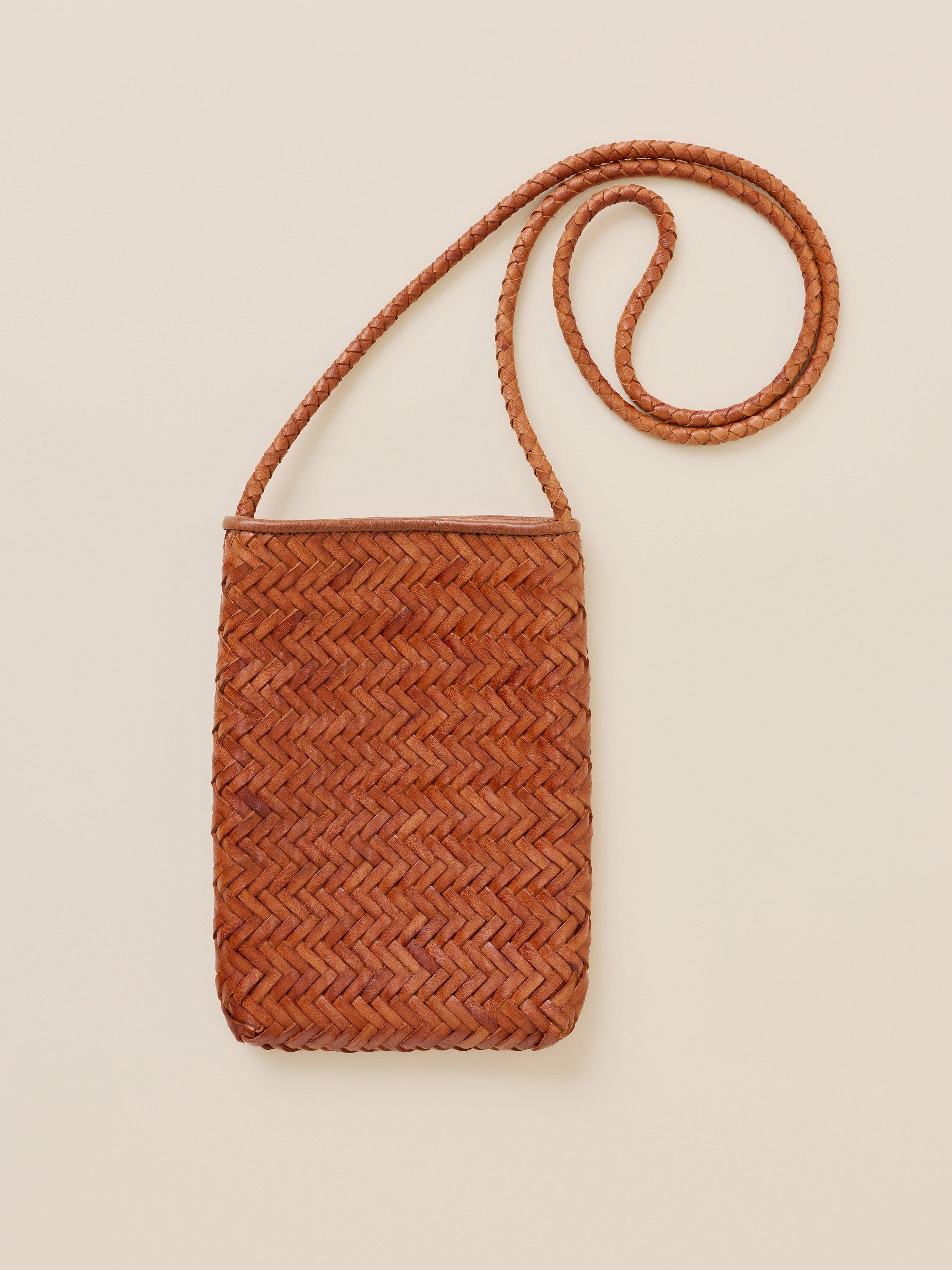 Faherty Woven Leather Phone Bag