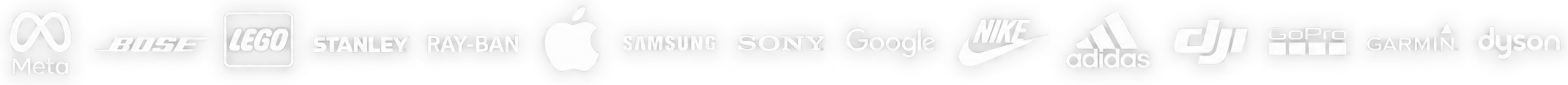 Marcas que importamos: Meta, Bose, LEGO, Stanley, Ray-Ban, Apple, Samsung, Sony, Google, Nike, adidas, DJI, GoPro, Garmin, Dyson